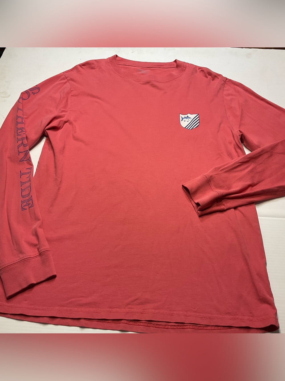 Southern Tide Coral Long Sleeve T-Shirt Sz M Crew Neck 100% Cotton